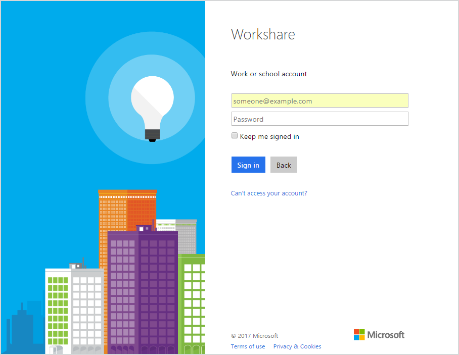 Microsoft's sign in page has a field for the user to enter their UPN and a field for the user to enter their password.