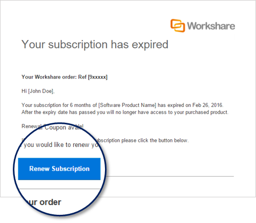 In the email, click "Renew Subscription"