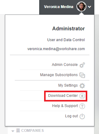 Click your name and select Download Center